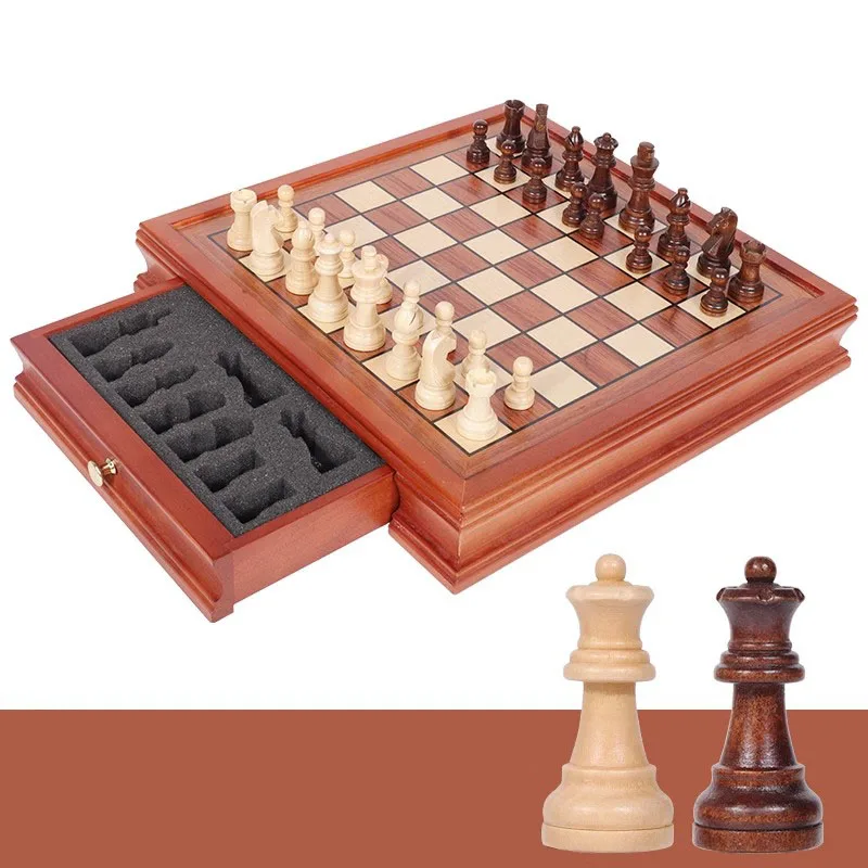 

Professional Luxury Chess Set Family Travel Kids Wooden Boardgame Social Checkers Portable Xadrez Tabuleiro Jogo Table Game DWH