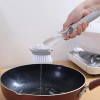 kitchen dish brush long handle dishwashing clean pot wash wipebrush multifunctional dish scrubber brush with liquid dispenser