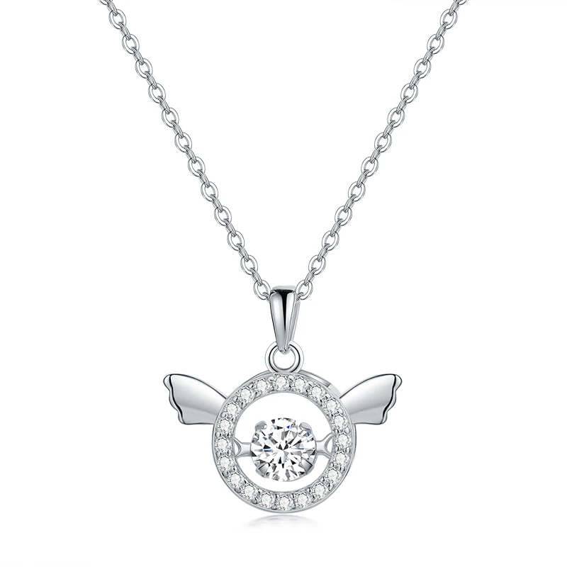 

Vonmoos Silver Necklace 925 Wing Pendant Necklace Statement Zircon Chain for Women Elegant Luxury Fashion Accessories Jewelry