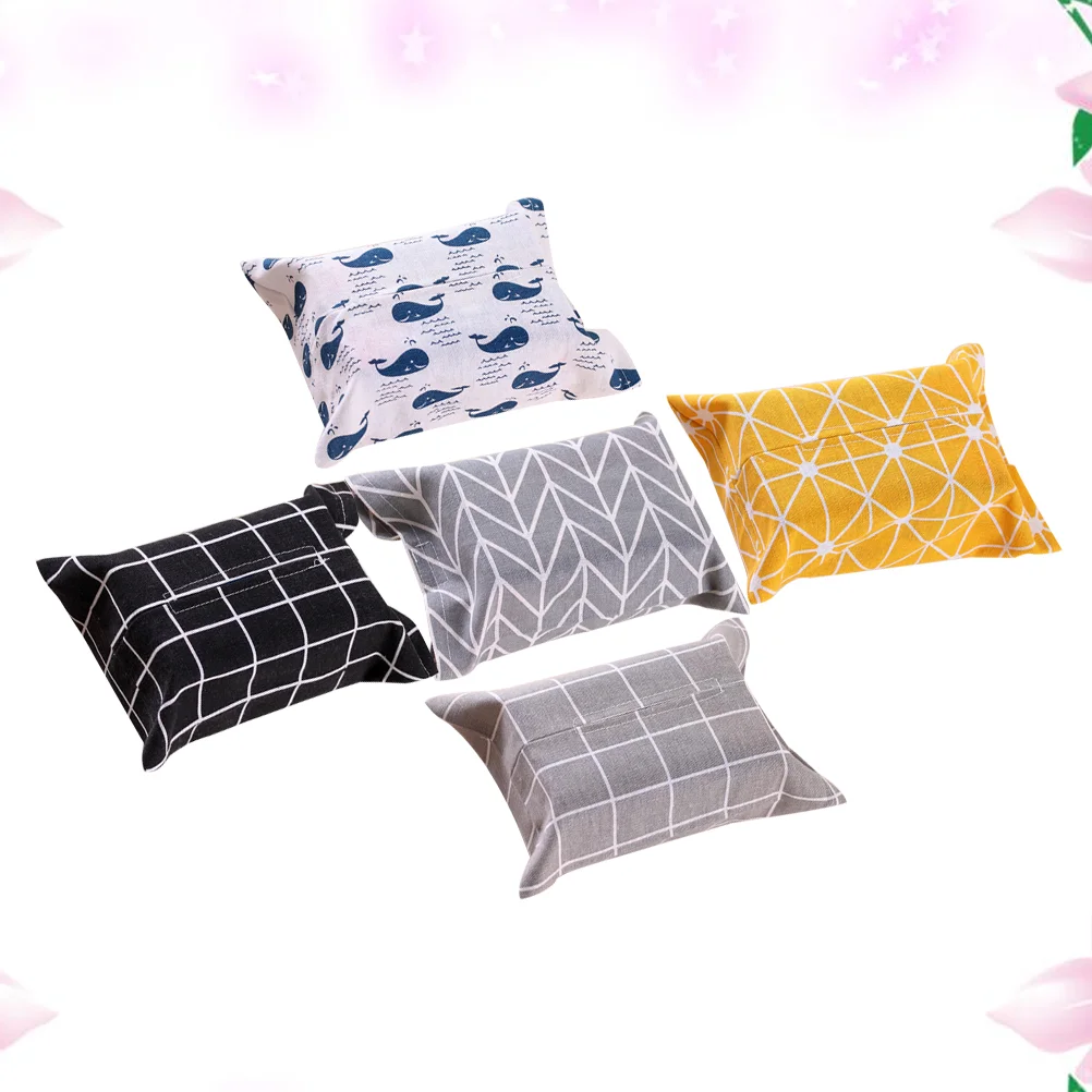 

5 Pcs Cartoon Facial Cotton Fabric Tissue Paper Cover Box Holder for Night Stands Car (Random Pattern)