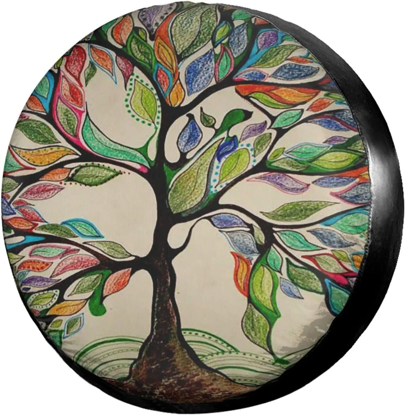 

Vintage Colorful Tree Watercolor Art Spare Tire Cover Polyester Sunscreen Wheel Covers for Trailer SUV Truck Many Vehicles