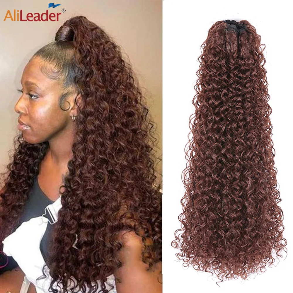 

19 Inches Long Afro Curly Ponytail Hair Extensons Freetress Drawstring Ponytail Hairpiece High Puff Synthetic Fake Hair Tails