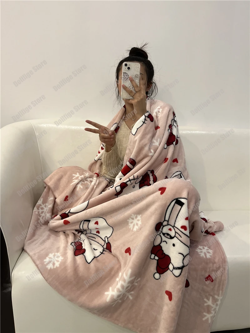 2024 рождественское большое фланелевое одеяло с героями мультфильмов Hello Kitty милое