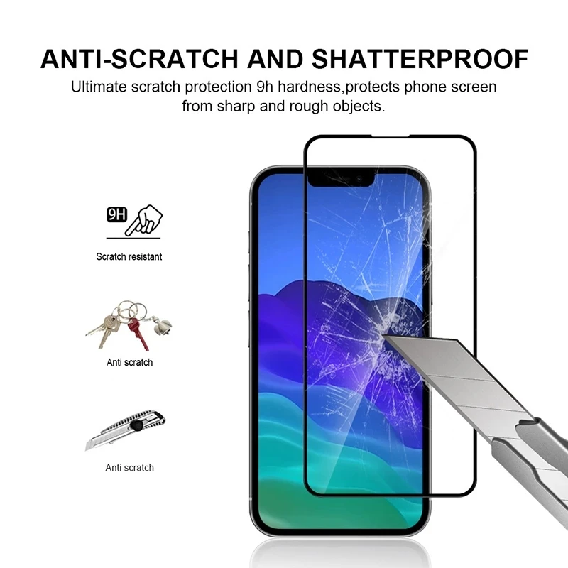 3PCS For iPhone 13 Mini Pro Max Screen Protector Front Tempered Glass Film on XR iP 8 7 Plus Full Cover iP13 | Мобильные телефоны и
