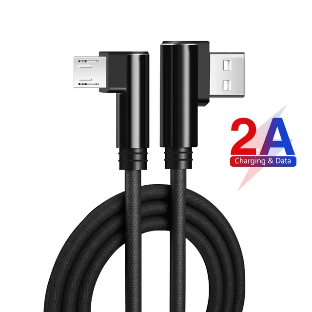 

27cm 1m 1.5m 2m 3m 2A 90°double Elbow Fast Charging Micro Usb Cable High Speed For Samsun Huawei Nokia PS4 Controller