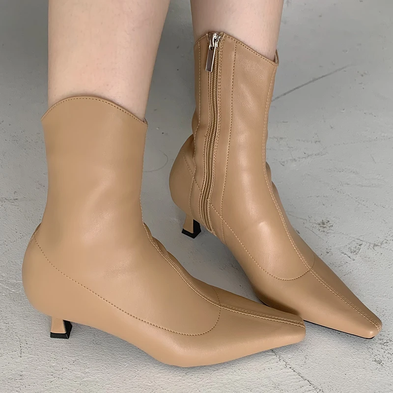 

Женские ботильоны челси, Ботинки на каблуке с острым носком, на резиновой подошве, осень 2022