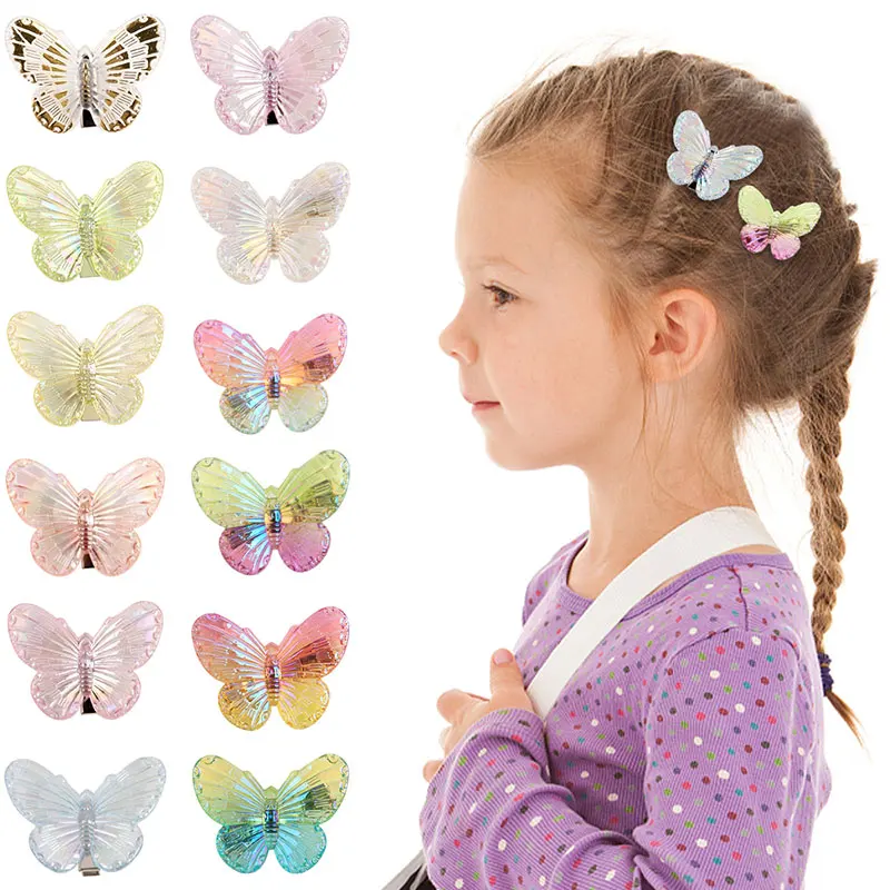 

10Pcs Sweet Butterfly Hair Claw Clips Acrylic Kids Grip Clamps Barrettes Head Clips Hair Styling Accessories Tool Hairpin