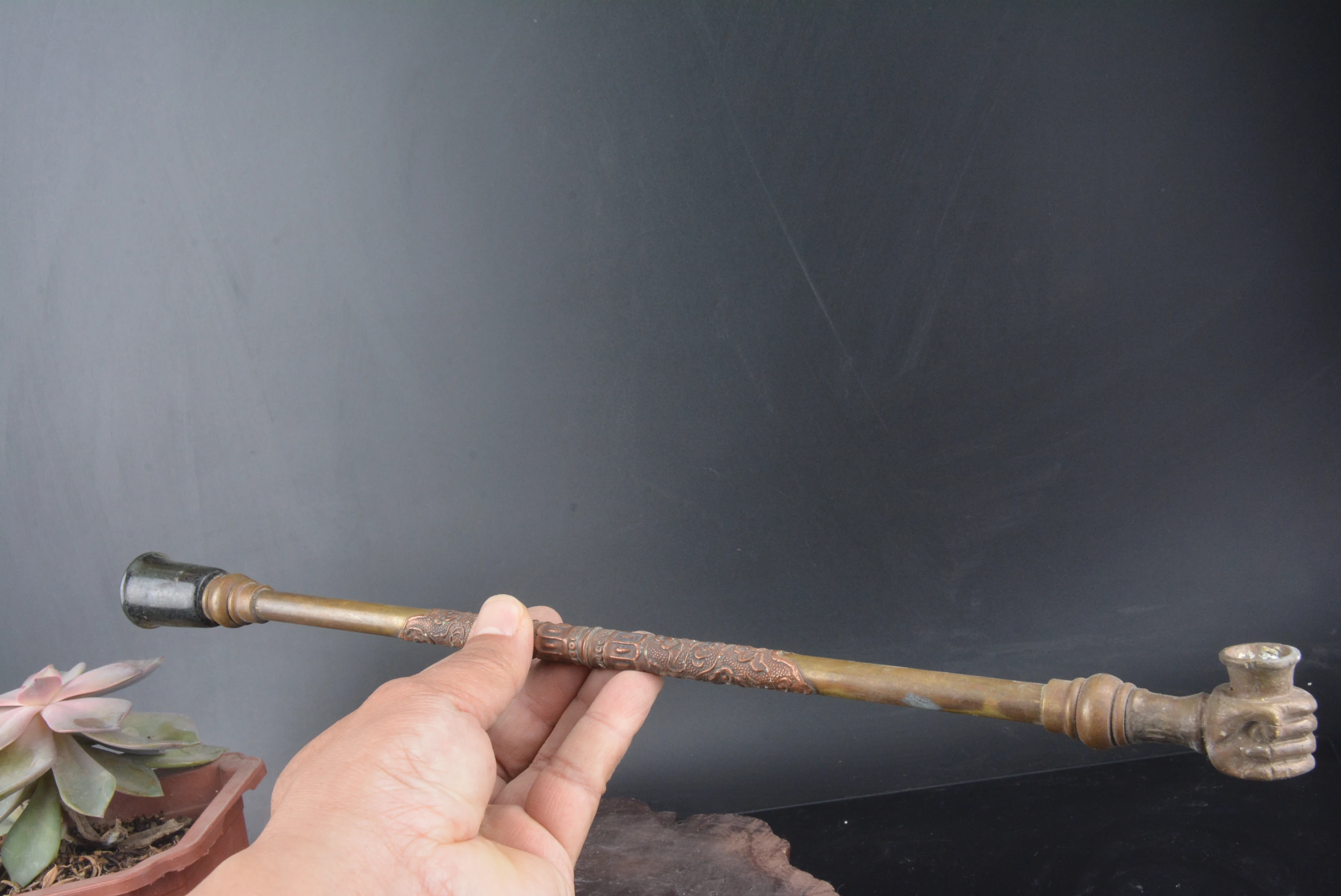 

Rare Old Qing Dynasty copper pipe,38cm ,Handmade crafts,collection& adornment,free shipping