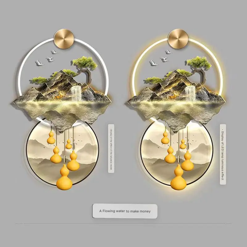 

Потоковая вода создает богатство, картины нового входного украшения в китайском стиле, подвесные картины в коридоре, фонари для входа