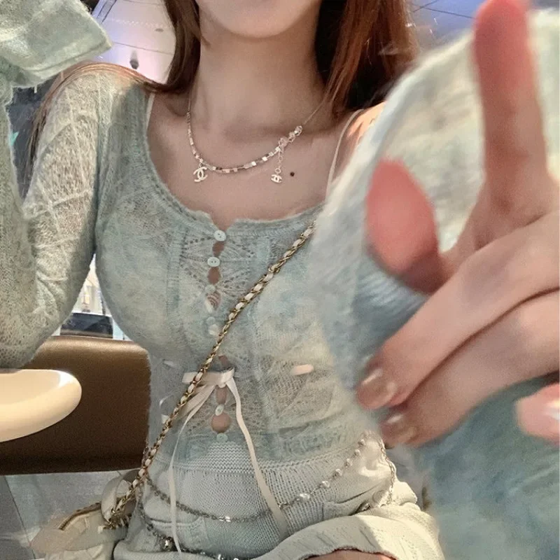 Кардиган женский шикарный Howsweet короткие свитера вязаные женские на шнуровке с