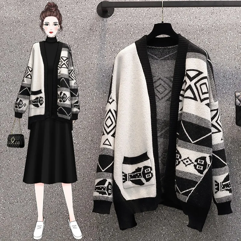 

Vintage Women's Clothing 2022 Spring Autumn New Fashion Loose Knitted Sweater Cardigan Jacket Coats bd7