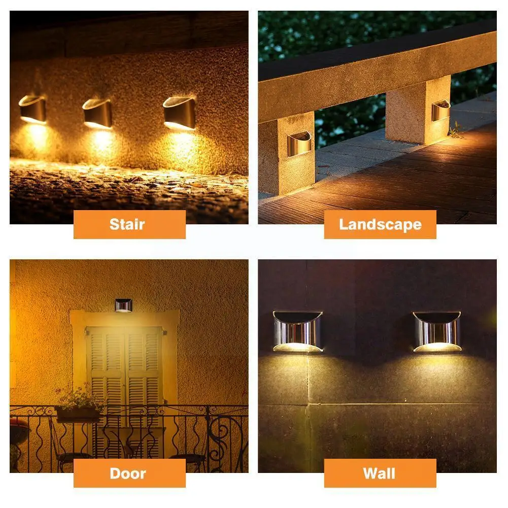 

Светодиодный настенный светильник на солнечной батарее, уличное водонепроницаемое освещение для лестницы, сада, дорожек, забора, U0R6