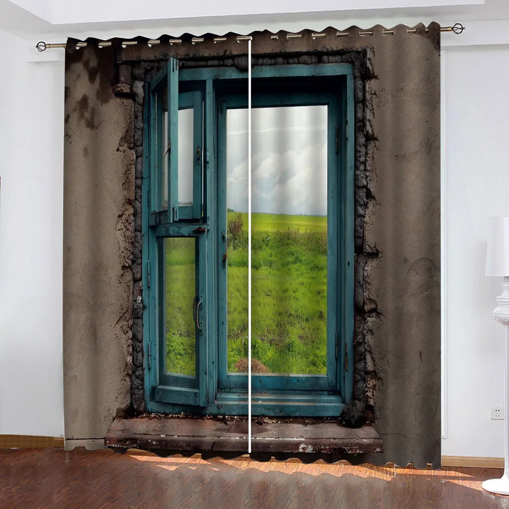 Customized Curtain Window Living Room Vintage Shabby Blue Windows Luxury Curtains In The Kids Bedroom Hall Treatments Kitchen D
