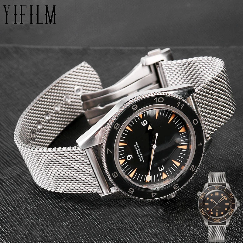 

Ремешок водонепроницаемый для часов Omega New Seahorse серии 300 007, браслет «Миланская Акула», 20 мм