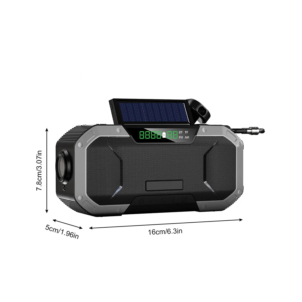 hand crank radio receiver camping hiking portable flashlight bluetooth compatible emergency phone charger black free global shipping