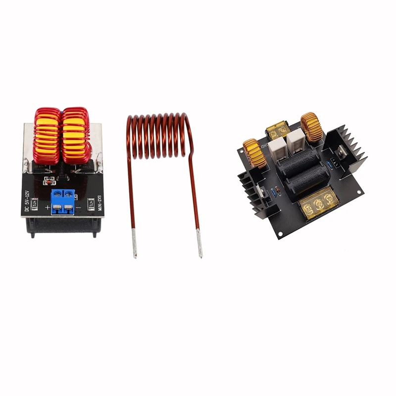 2Set 5V-12V ZVS Induction Heating Power Supply Driver Board Module + Coil with 300W 20A ZVS Induction Heating Module