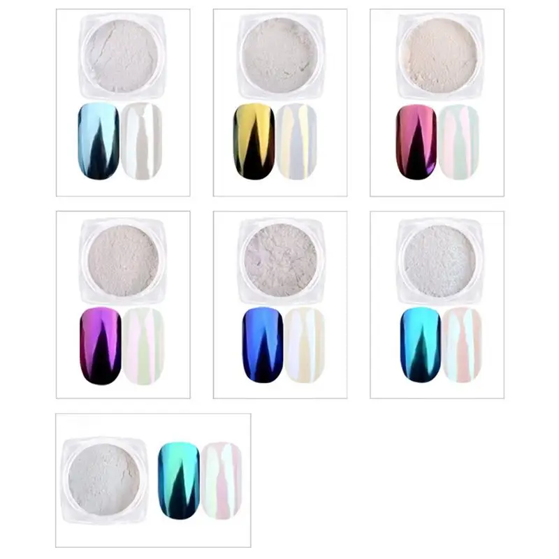 

7 Jar Pearl Powder Mirror Effect Chrome Nail Powder Nail Manicure Pigment