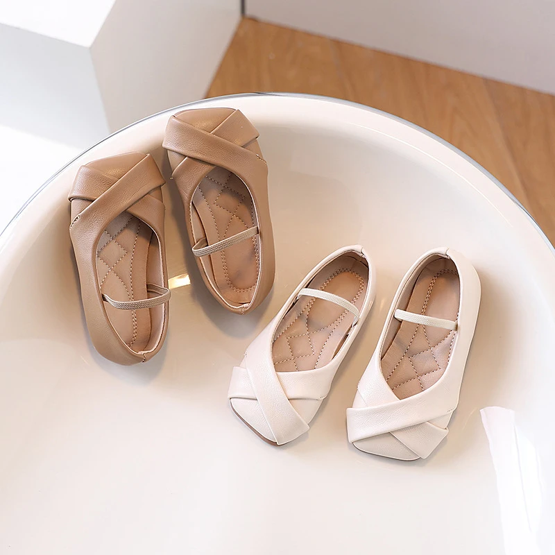 

Однотонные туфли для девочек, мягкая обувь на плоской подошве, простые, для принцесс, весна-осень