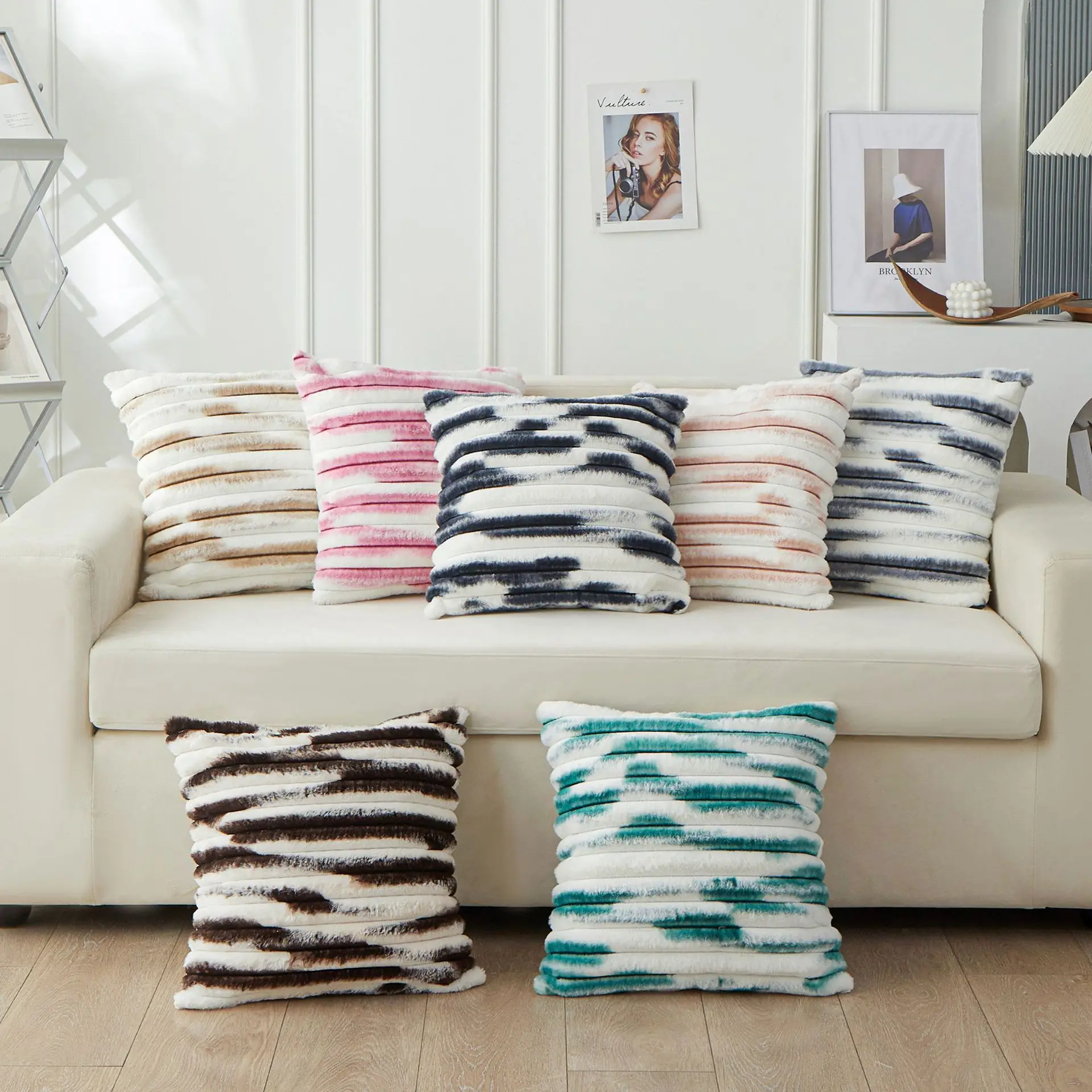 

Pillow Cover Tie-dye Stripes Soft Modern Simplicity Pillowcase Fluffy Home Decor Sofa Cushion Cover for Living Room Bedroom
