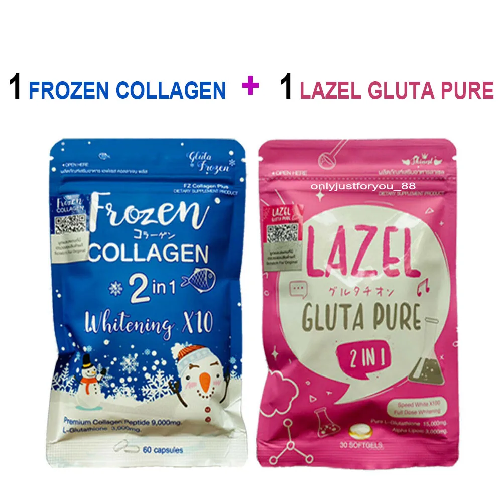 

Frozen Collagen Frozen Detox Lazel Gluta Pure Super Whitening Skin Glutathione Reduce Acne Dark Spots Slim Reducing Belly Flat