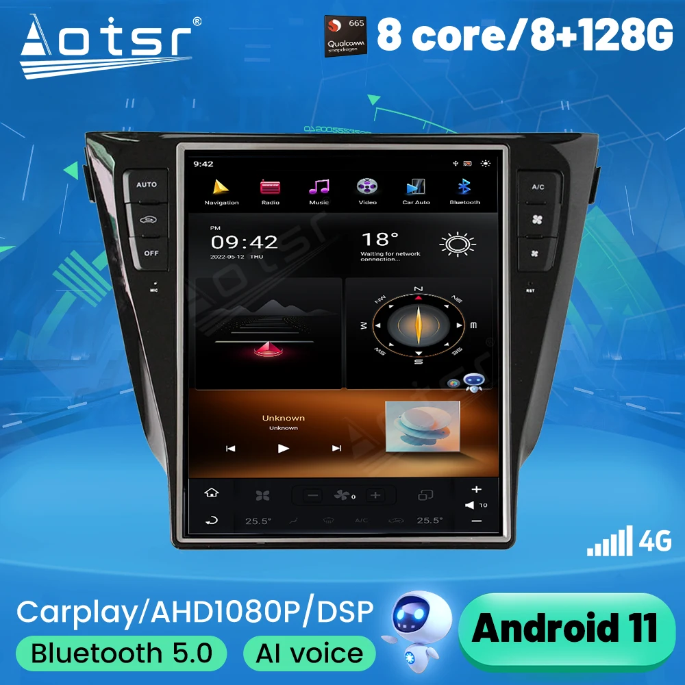 

Экран G6 Tesla для Nissan Qashqai 2013-2018 Автомагнитола ndroid 2Din стереоприемник Авторадио мультимедийный плеер GPS Navi