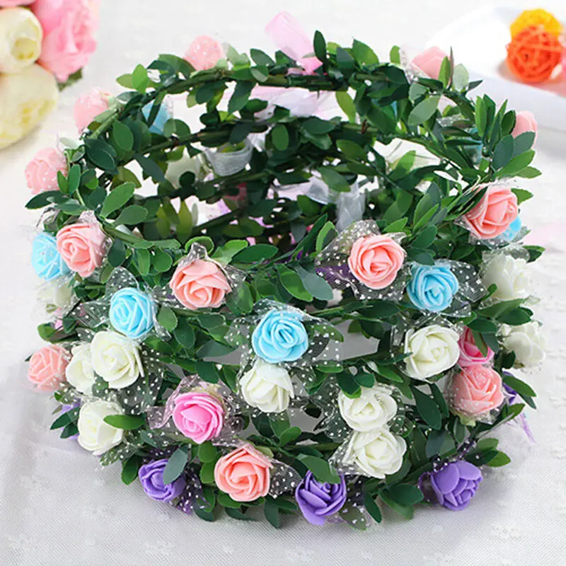 

1PC Fashion Women Children Girls Wedding Flower Bride Wreath Floral Garlands Bride Headband Hair Band Hair Accessories