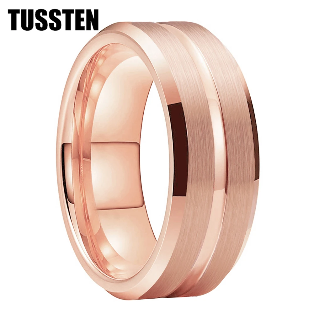 

Dropshipping TUSSTEN 6MM/8MM Tungsten Carbide Jewelry Men Women Ring Grooved Brushed Comfort Fit Free Shipping