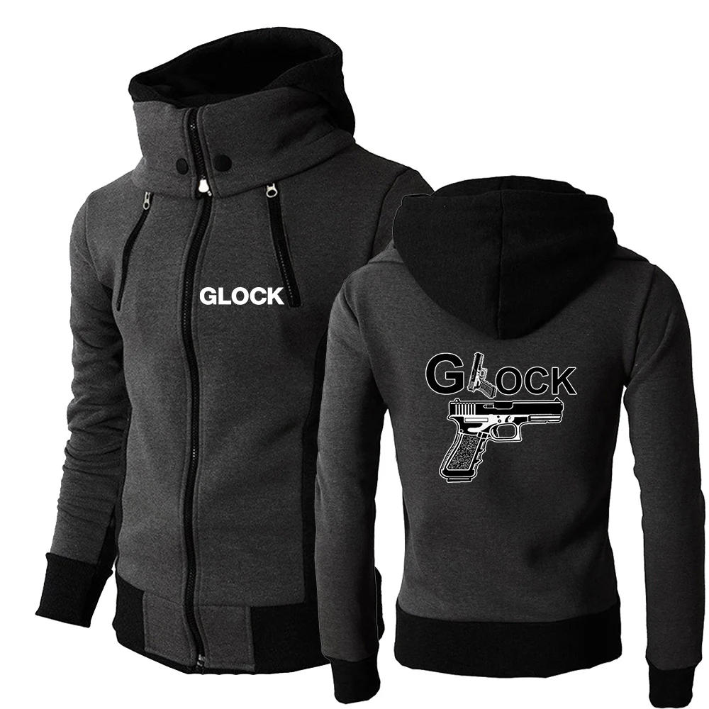 

2022 Glock Perfection Shooting Men's Long Sleeves Cotton Double Zipper Solid Color Sweatshirts Harajuku Popular Hoodies Tops