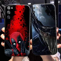 spiderman venom deadpool phone case for samsung galaxy s21 s20 plus ultra fe 5g coque black liquid silicon soft back