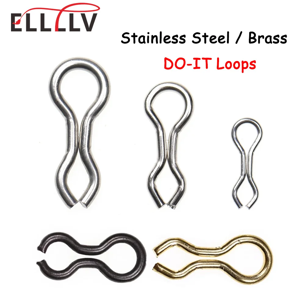 Elllv 500PCS S M L Stainless Steel/Brass DO-IT Molds Loops Fishing Sinkers Jigs Lure Molding Wire Eyelets Splay Rings Black/Gold