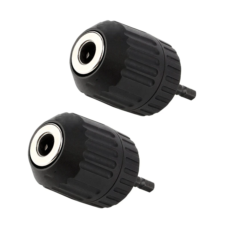 

2X Keyless Drill Chuck Converter 3/8 Inch 24UNF + 1/4 Inch Hex Shank SDS Adaptor 0.8-10mm