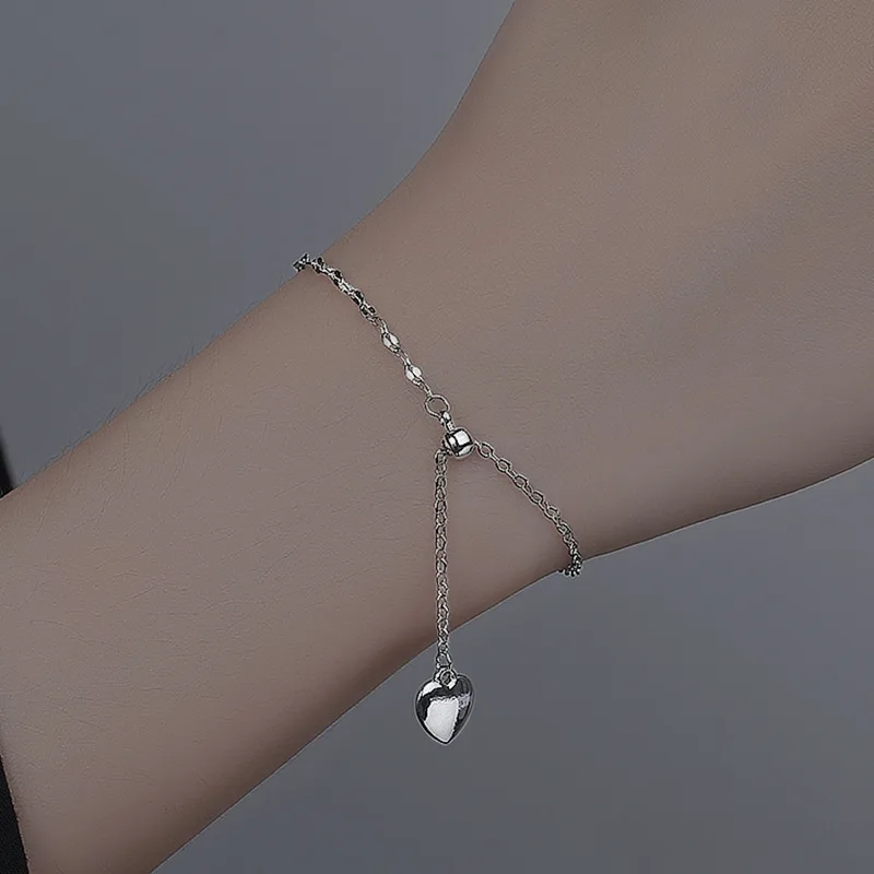 

Bracelets Chain Link Heart Bangles Simple Bracelet Jewelry for Women Drop Shipping