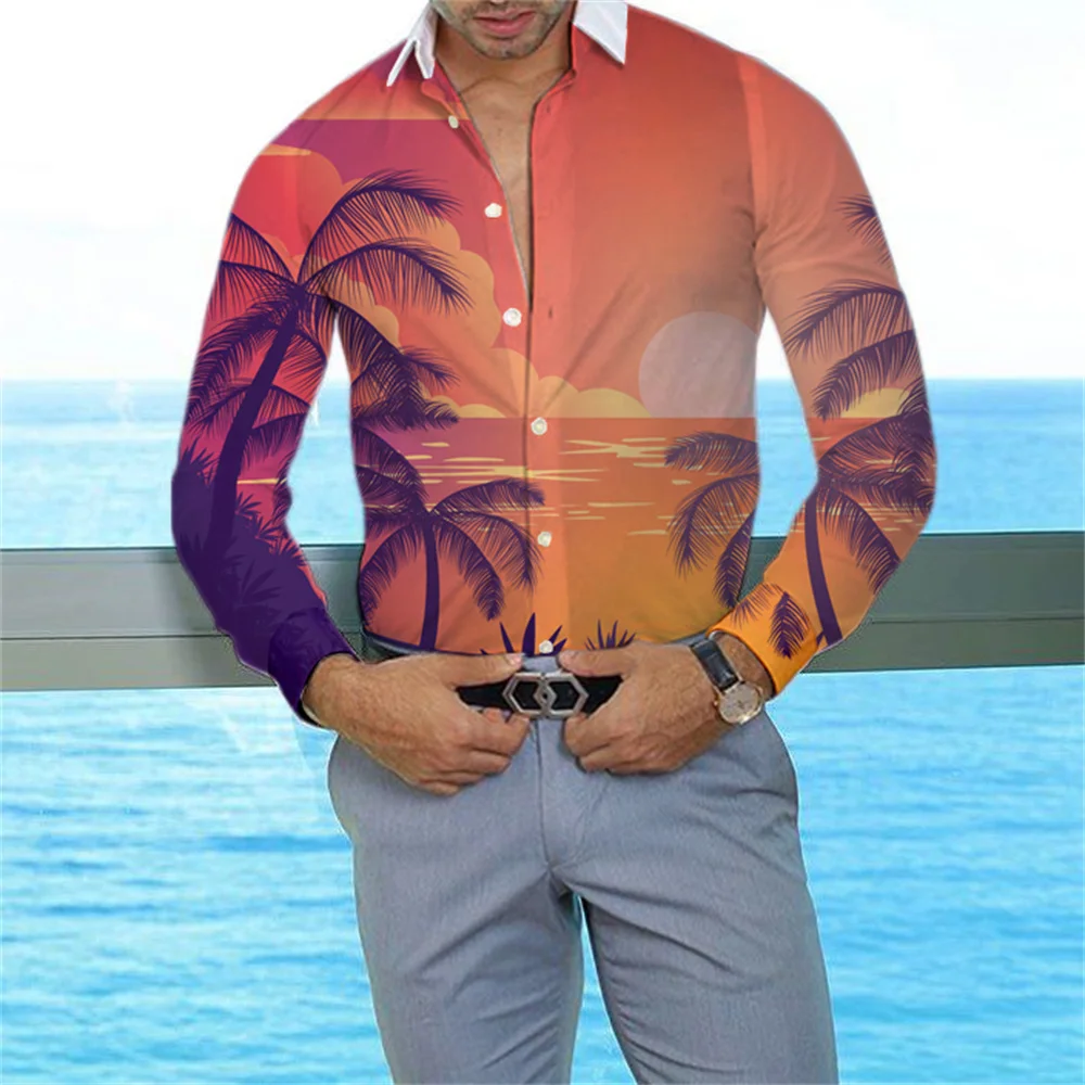 

Fashion Cool 3d Digital Printing Men's Shirts 2022 Spring Autumn New Casual Long Sleeve Luxury Turndown Collar Tops Clothes