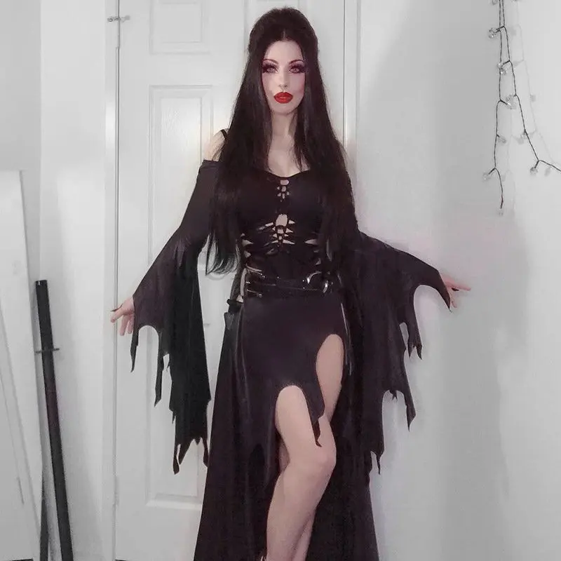 

Женское платье с длинным рукавом, готическое облегающее платье с высокой талией, в стиле эстетики 90-х, для Хэллоуина, клуба и вечерние НКИ, 2023