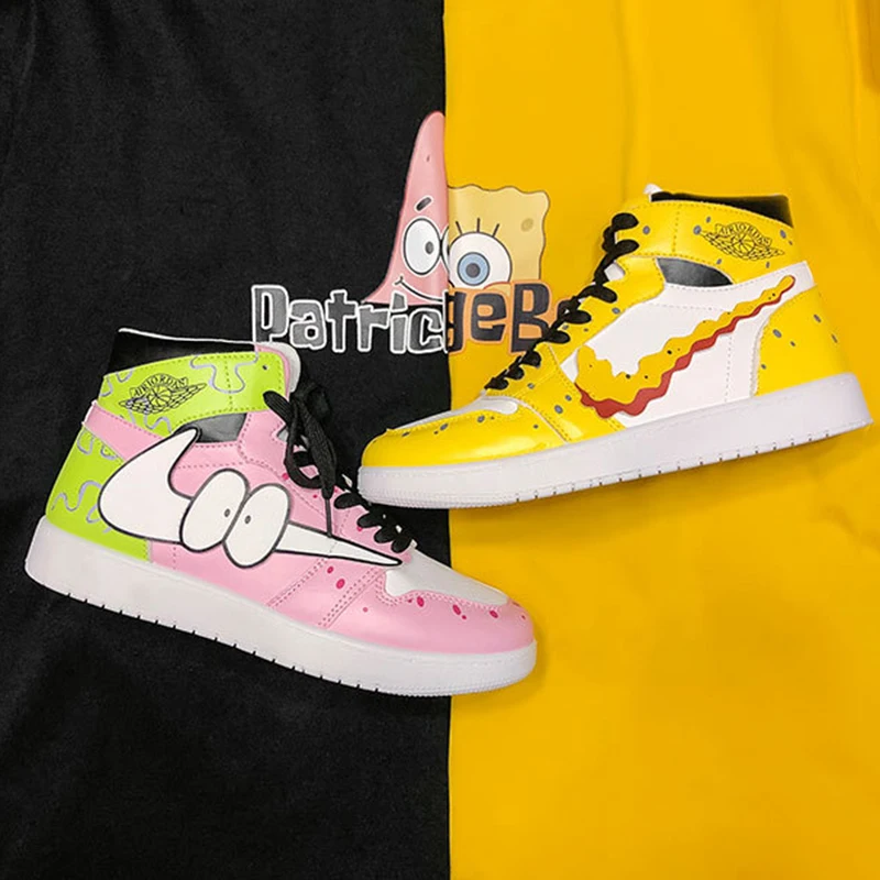 

2022 Men Sneakers Anime SquarePants Shoes Zapatillas Hombre Fashion Women Couples Flats Casual Outdoor High Top Tennis Sneakers