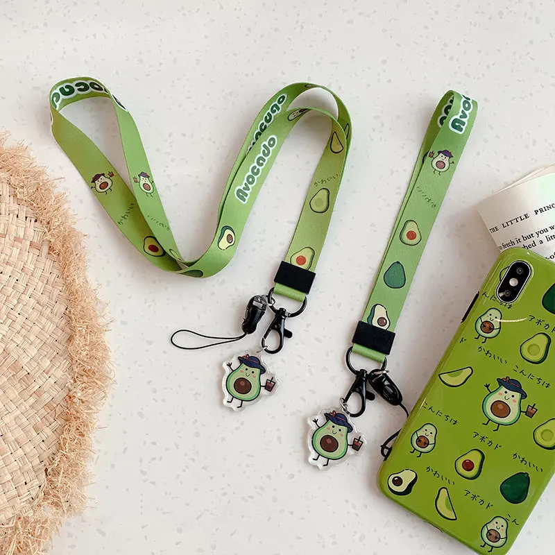 

Cartoon Avocado Mobile Phone Strap Long Neck Strap Universal Wrist Lanyard Cute Pendent Short Hanging Out Rope Cellphone Jewelry