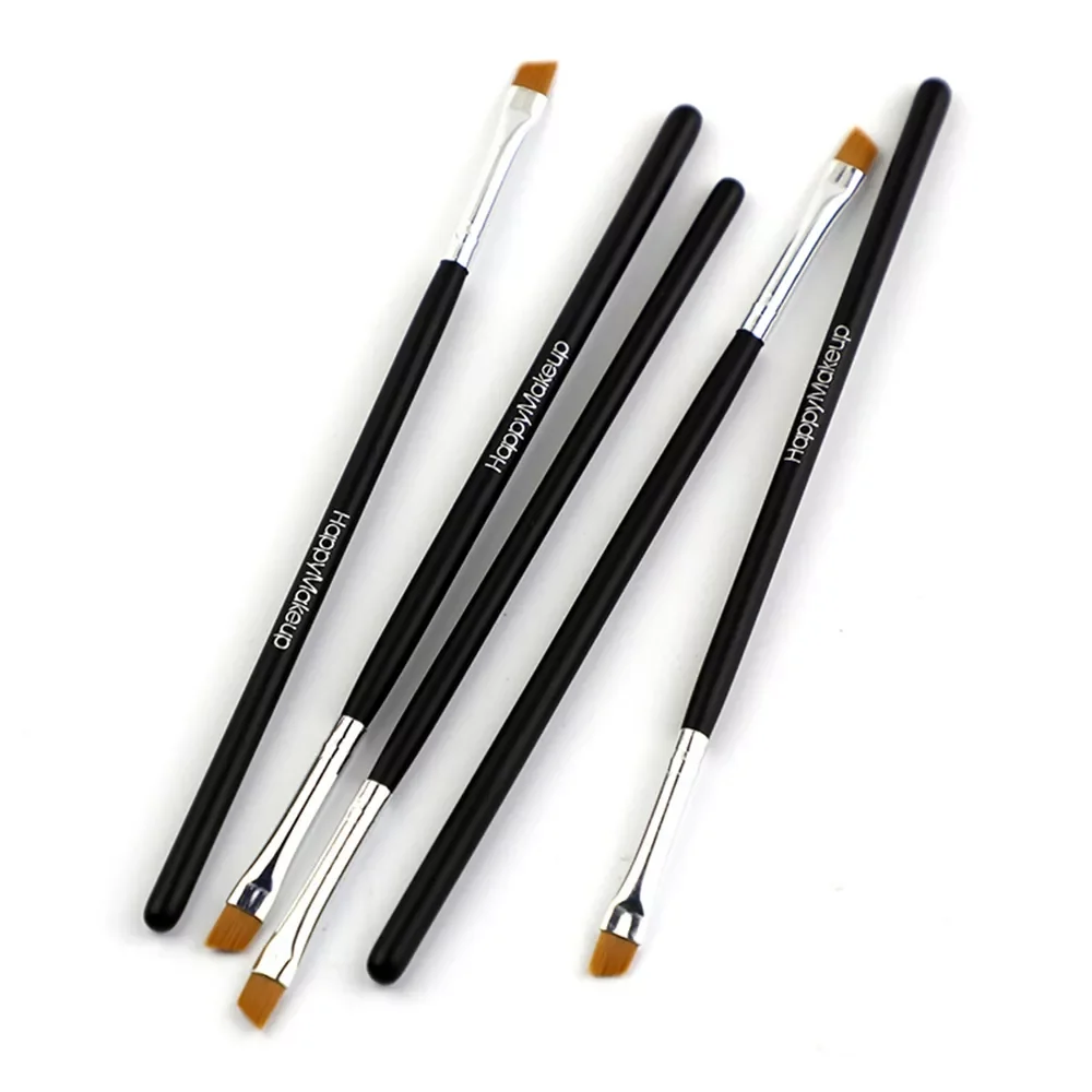 

NEW2023 Happy Makeup 5Pcs Black Eyebrow Inclined Flat Angled Brush Eyeliner Eyeshadow Eye Brow Makeup Tool Professional Women Co