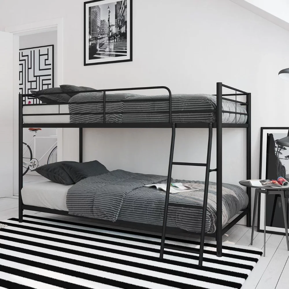 

Mainstays Small Spaces Twin-over-Twin Low Profile Junior Bunk Bed, Black bunk beds for kids bunk bed