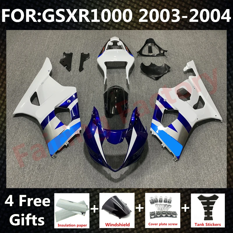 

NEW ABS Motorcycle Whole Fairing kit fit for GSXR1000 GSXR 1000 03 04 GSX-R1000 K3 2003 2004 full Fairings kits set blue white