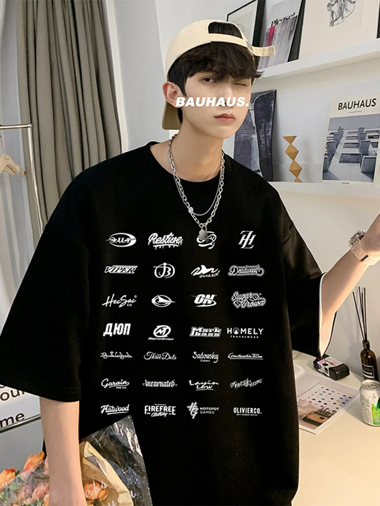 Футболка с короткими рукавами и принтом винно-красного цвета мужская летняя