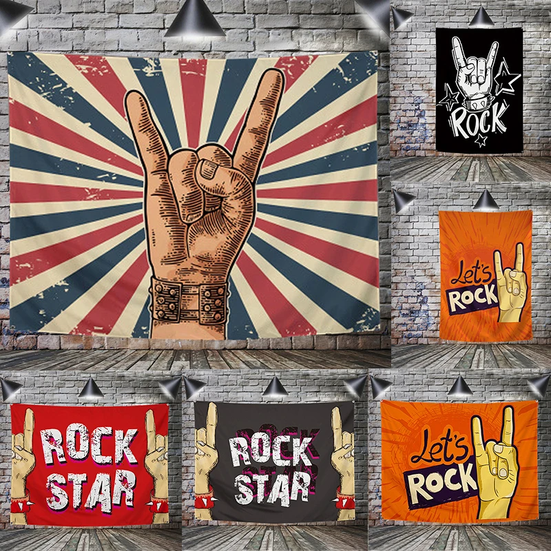 Флаг Let Rock баннер музыкальная рок-группа мультяшное украшение для дома 4 втулки в