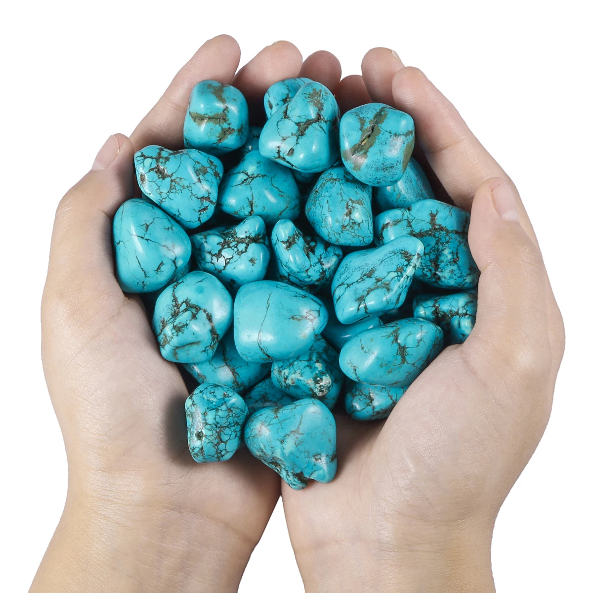 0.5 lb Green Howlite Turquoise Tumbled Stone Polished Stones For Jewelry Making Irregular Reiki Wicca Stone(About 9-15 Pieces)