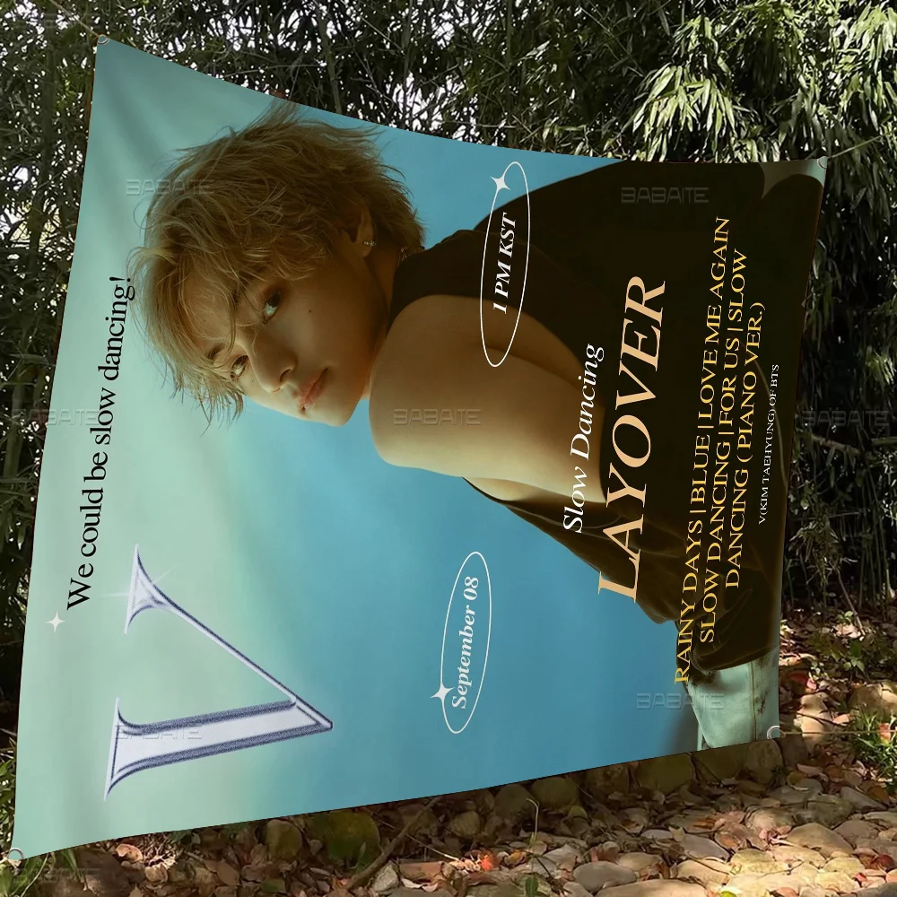 Певица Kpop K-Kim T-Tae H-Hyung V-слойка Семейные собрания Атмосфера на открытом воздухе