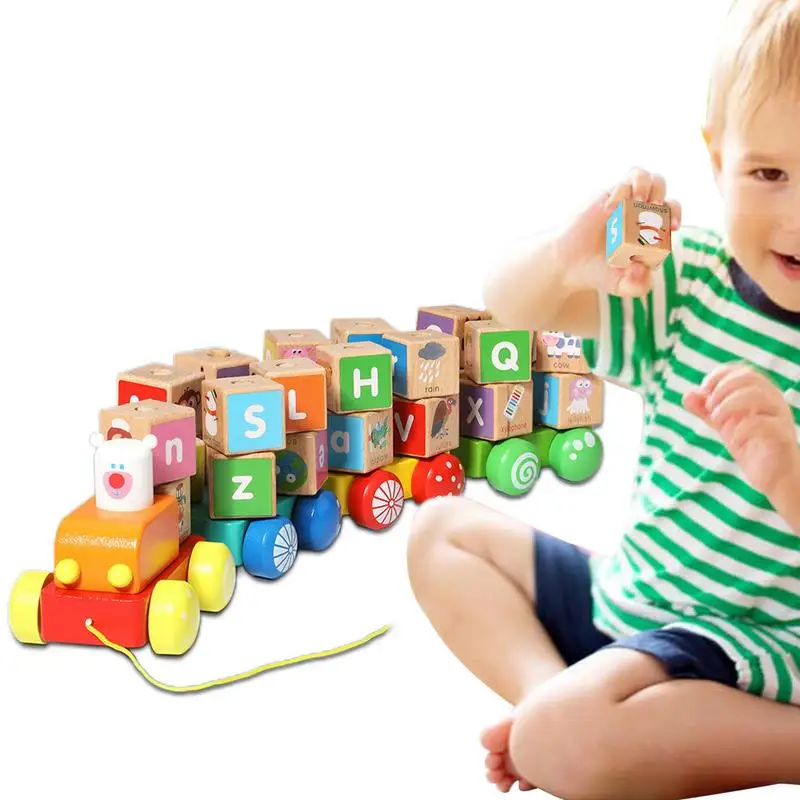 

Буквы из деревянных блоков для поездов алфавитные буквы для детей интеллектуальное развитие и обучение тянущиеся игрушки для дома и школы игрушки