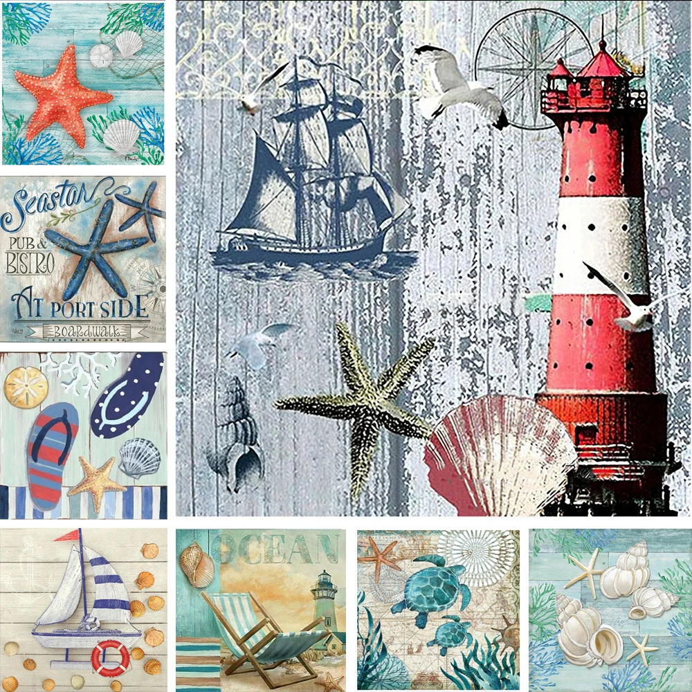 

5D алмазная живопись, Набор для вышивки крестиком с морским животным, алмазная вышивка «сделай сам», Пляжное искусство, домашний декор, страз...