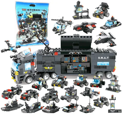 Совместим с Lego 8 в 1 SWAT, Полицейская команда, модель города «сделай сам», сборные креативные игрушки для детей