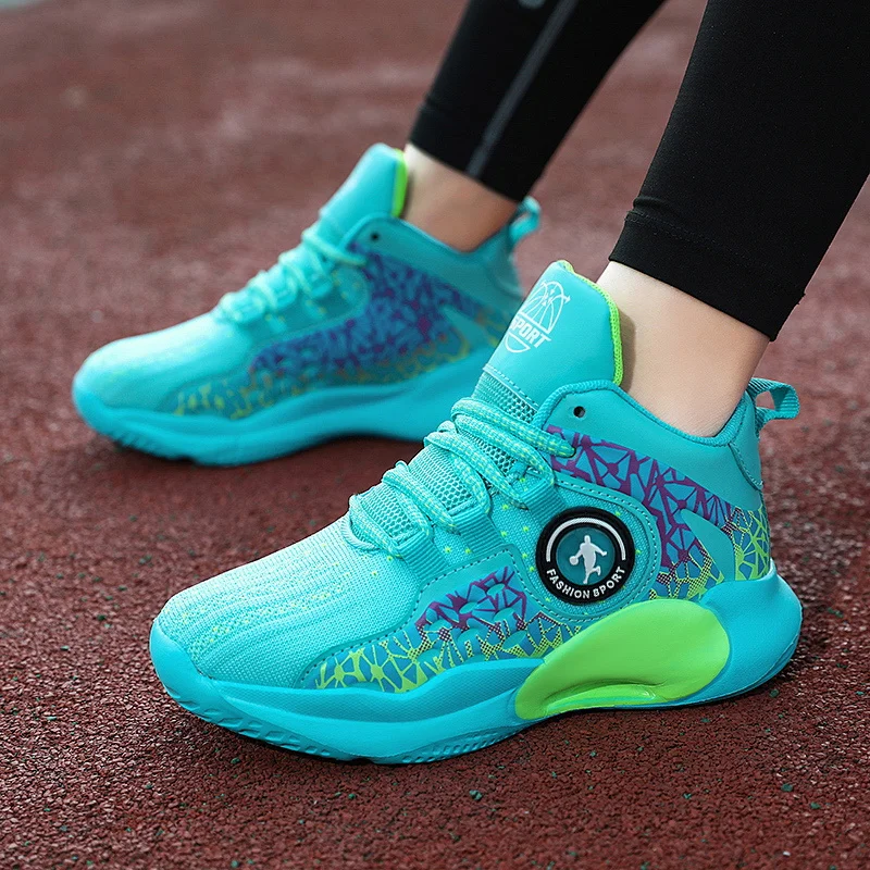 Spring Knit Brand Children's Basketball Sneakers Breathable Non-slip Boy's Basketball Training Shoes Sports Comfy Shoes For Kids