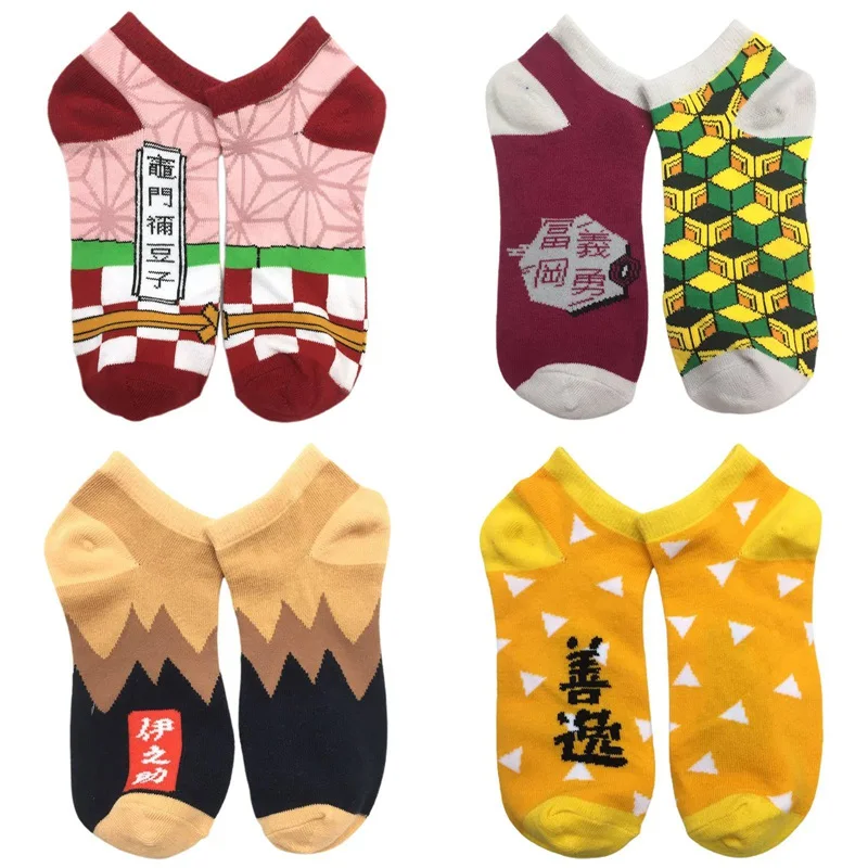 Носки Короткие хлопковые для косплея, аниме Kamado Tanjirou Kamado Nezuko, с изображением рассекающего демонов киметасу, но яиба