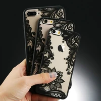 transparent lace flowers phone case for iphone 13 12 11 pro x xs xr max 7 8 plus soft silicone protection shell