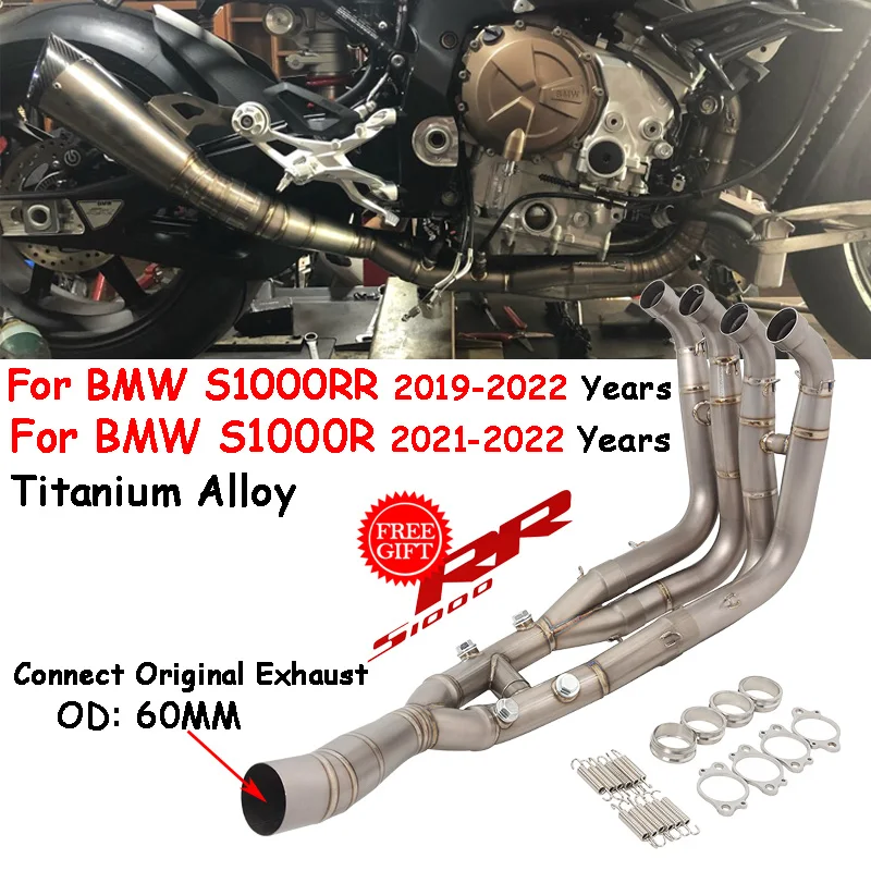 

Slip On NEW For BMW S1000R 2021 - 2022 S1000RR 2019 - 2022 Motocycle Exhaust Escape Modify Front Link Pipe Moto Muffler Tube